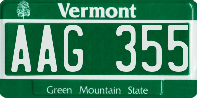 VT license plate AAG355