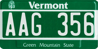 VT license plate AAG356