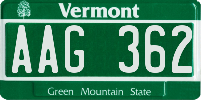 VT license plate AAG362