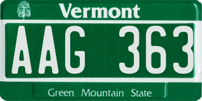 VT license plate AAG363