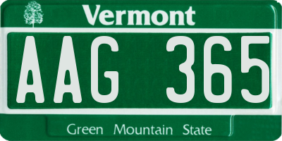 VT license plate AAG365