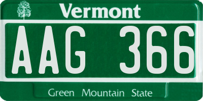 VT license plate AAG366