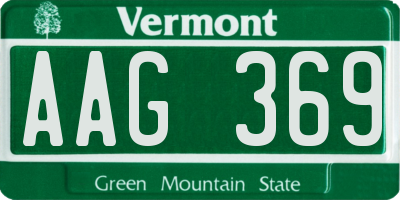 VT license plate AAG369