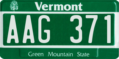 VT license plate AAG371