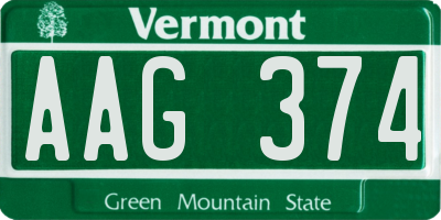VT license plate AAG374