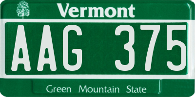 VT license plate AAG375