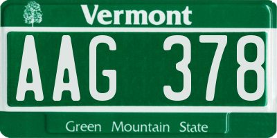 VT license plate AAG378