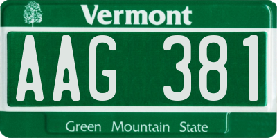 VT license plate AAG381