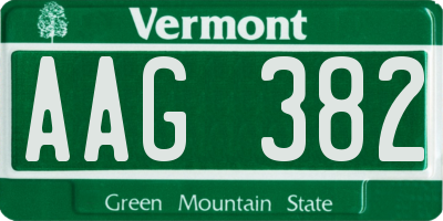 VT license plate AAG382