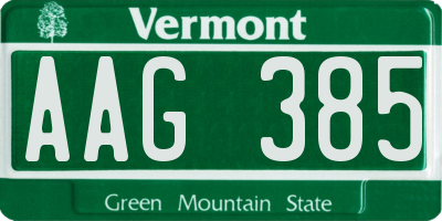 VT license plate AAG385