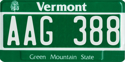 VT license plate AAG388