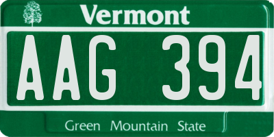VT license plate AAG394