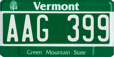 VT license plate AAG399