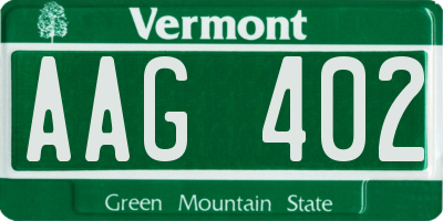 VT license plate AAG402