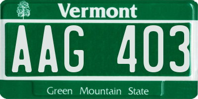 VT license plate AAG403