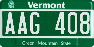 VT license plate AAG408