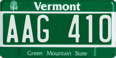 VT license plate AAG410