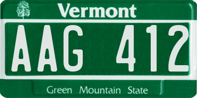 VT license plate AAG412