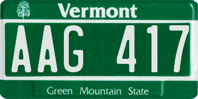 VT license plate AAG417