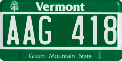 VT license plate AAG418