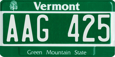 VT license plate AAG425