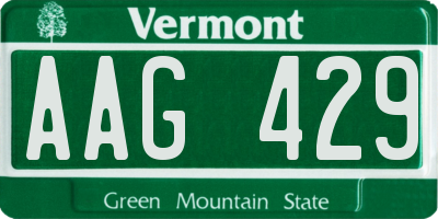 VT license plate AAG429