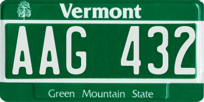 VT license plate AAG432