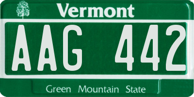 VT license plate AAG442