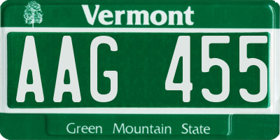 VT license plate AAG455