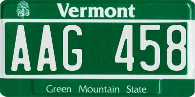 VT license plate AAG458