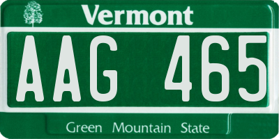 VT license plate AAG465