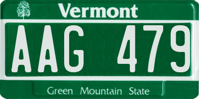 VT license plate AAG479