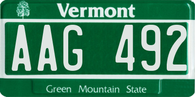 VT license plate AAG492