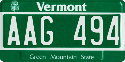 VT license plate AAG494