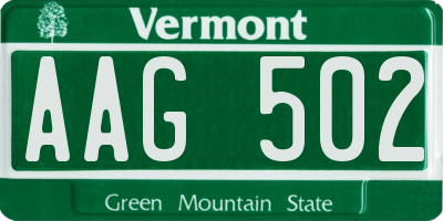 VT license plate AAG502