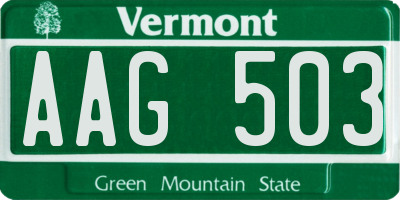 VT license plate AAG503