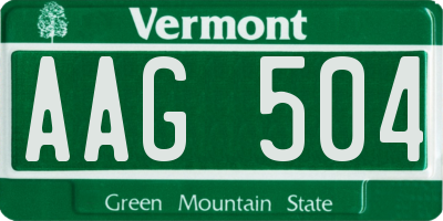 VT license plate AAG504