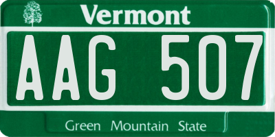 VT license plate AAG507