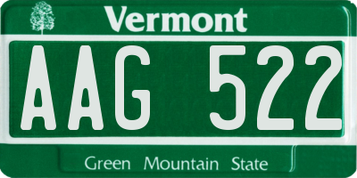 VT license plate AAG522