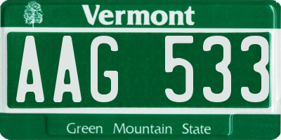 VT license plate AAG533