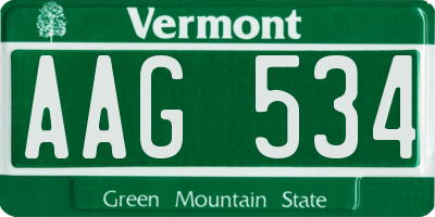 VT license plate AAG534