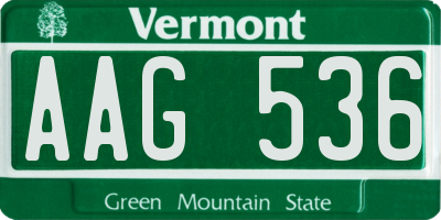 VT license plate AAG536