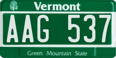 VT license plate AAG537