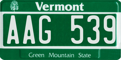 VT license plate AAG539