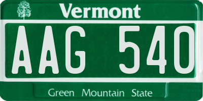 VT license plate AAG540