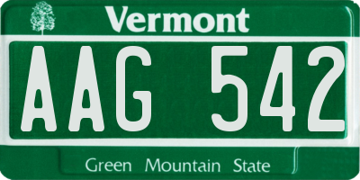 VT license plate AAG542