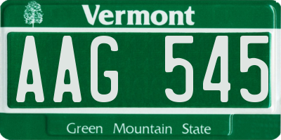 VT license plate AAG545