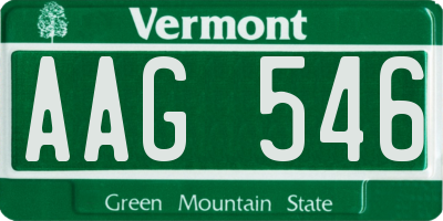 VT license plate AAG546