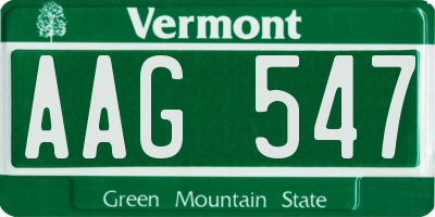 VT license plate AAG547