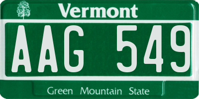 VT license plate AAG549